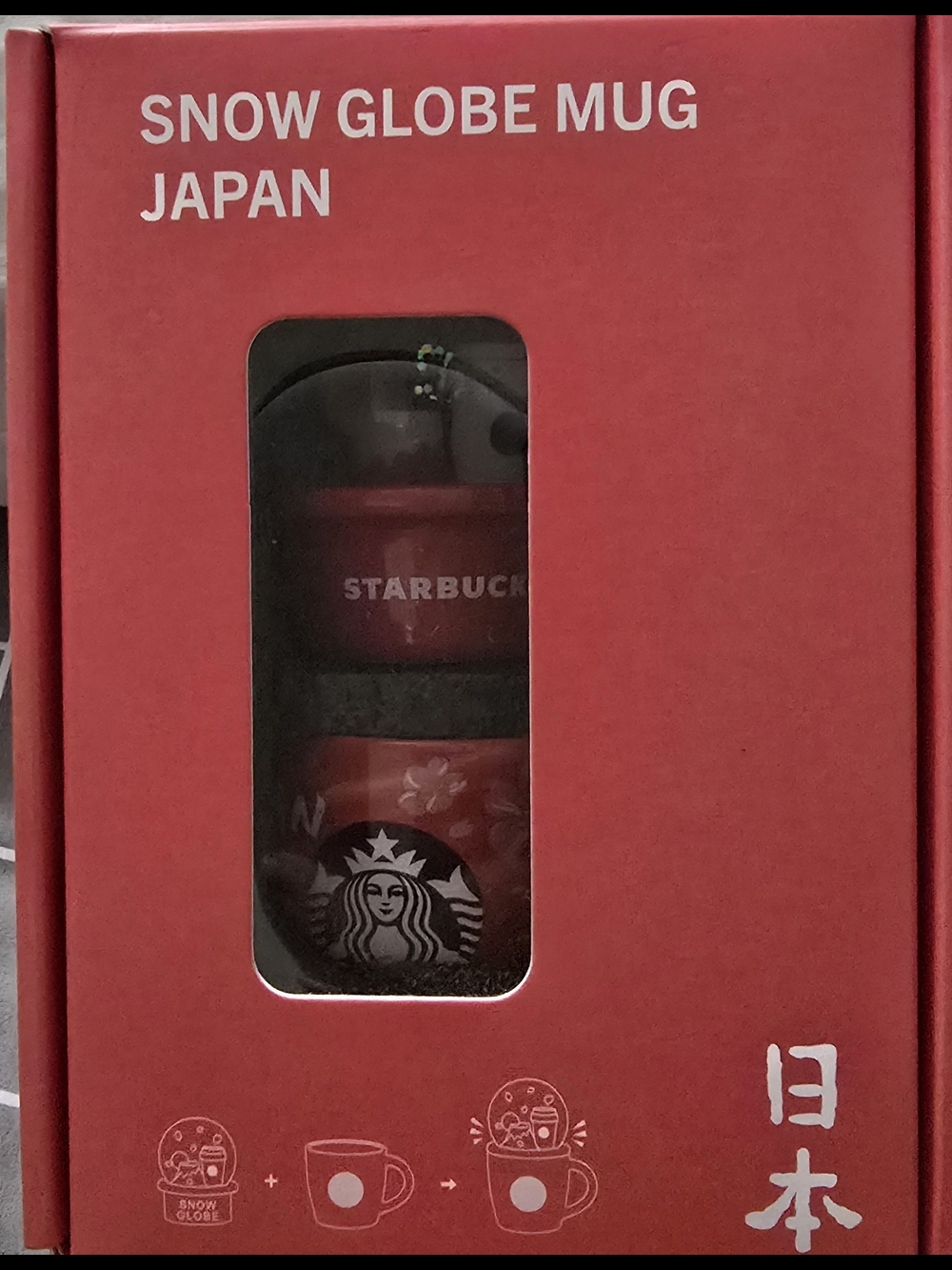 Starbucks Japan Red Snow Globe Mug